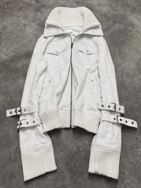 Harajuku Neue Weiße Jacke für Damen, Winterjacke mit Stehkragen, Schlanke Passform, Verdickte Reißverschlussjacke, Vintage Y2K Kleidung, Freizeitjacken