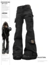 Damen Flare Cargo Jeans Harajuku Japanische Low Rise Denim Hosen Abi Y2k Bell Bottom American Retro High Street Dark Academia